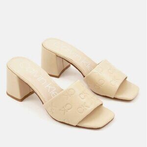 NIB - Calvin Klein Elora2 Block Heel Slide Sandals, Ivory – Size 7